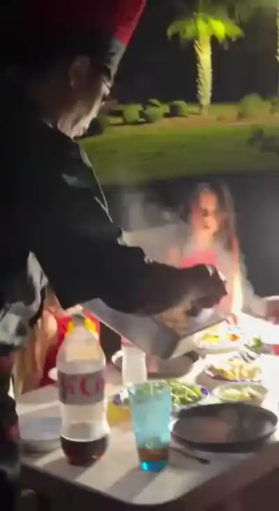 Private hibachi fire show at backyard party in Destin Florida