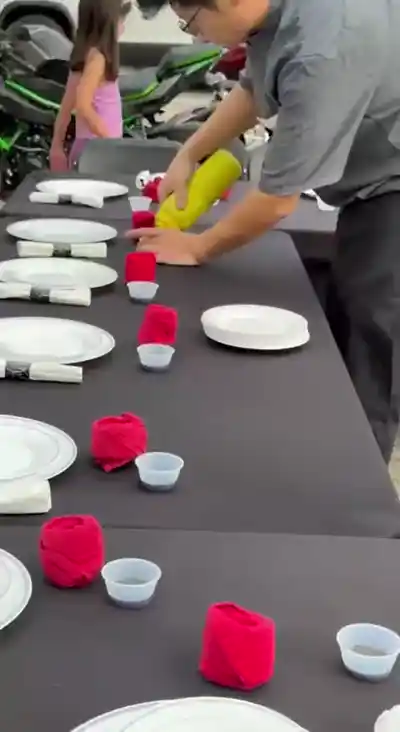 Hibachi chef performing onion volcano trick at Panama City Beach